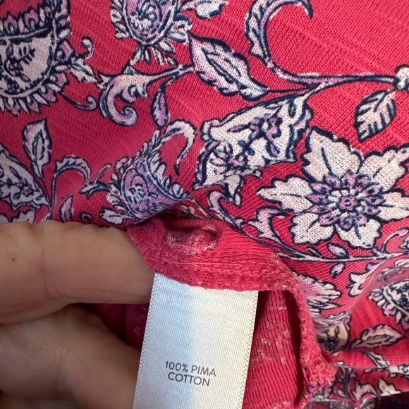 J. Jill Pink/White Floral Tee Spring/Summer PIMA COTTON Top  XLARGE   #I - Picture 4 of 5